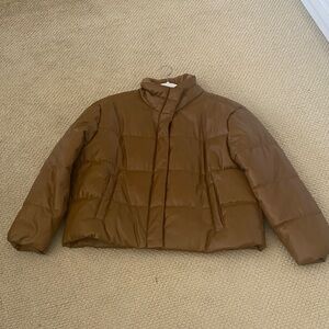 Gap faux leather puffer jacket